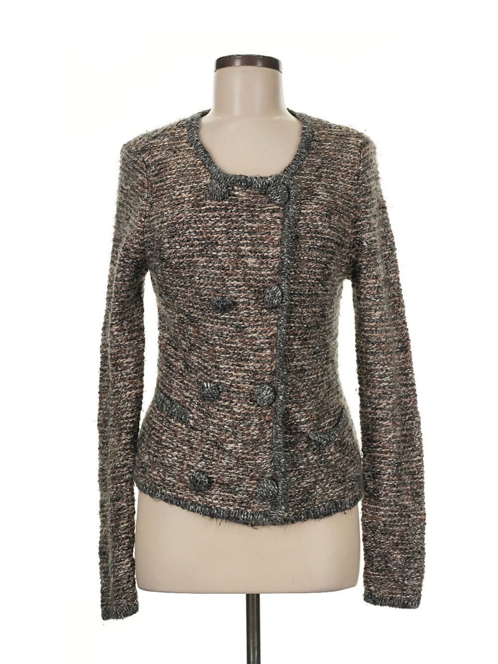 CAbi Multitone Bouclé Knit Blazer in Brown and Gray